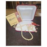 NIB Vintage Majorica 30" Simulated Pearl Necklace w/925 Sterling Silver Clasp in Original Box w/Paperwork...