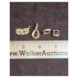 Collection of Four(4) 14K & 10K gold, diamond, & pearl pieces 9.9 total grams DIAMONDS TESTED POSITIVE USING DIAMOND SELECTOR II TESTER...