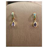 Beautiful Pr of Ladies 14K gold & light purple stone earrings  total grams...