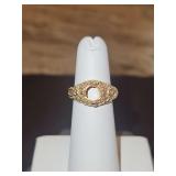Ladies UNMARKED gold & diamond ring size 4 Large Middle Stone Removed 5.2 total grams DIAMONDS TESTED POSITIVE USING DIAMOND SELECTOR II TESTER...