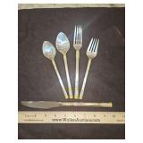 Vintage NIP Wallace Sterling 5-Piece Place Setting in the Golden Agean Weave Pattern...total wt 183.0 g NOT INCLUDING KNIFE w/STAINLESS STEEL BLADE...