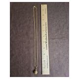 Very unique Ladies 14K gold 21" chain necklace w/14K gold & diamond ornament pendant 11.9 total grams DIAMONDS TESTED POSITIVE USING DIAMOND SELECTOR II TESTER...