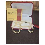 NIB Vintage Majorica 24" Simulated Pearl Necklace w/925 Sterling Silver Clasp in Original Box w/Paperwork...