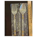 Vintage NIP Wallace Sterling 2-Piece Serving Spoon/Fork in the Golden Agean Weave Pattern...total wt 165.7 g...