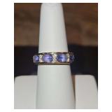 Ladies 14K gold, diamonds, & tanzanite(?) ring size 7; 4.8 total grams DIAMONDS TESTED POSITIVE USING DIAMOND SELECTOR II TESTER...