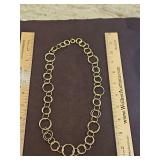 Ladies Ross-Simons Italian 18K yellow gold 24" long textured circle-link necklace 10.2 total grams...