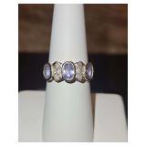 Ladies 14K gold, diamonds, & tanzanite(?) ring size 7; 5.4 total grams DIAMONDS TESTED POSITIVE USING DIAMOND SELECTOR II TESTER...