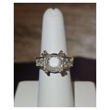 Ladies 18K gold & diamond ring size 6 Large Stone Removed 11.3 total grams DIAMONDS TESTED POSITIVE USING DIAMOND SELECTOR II TESTER...