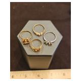 Four(4) 14K gold w/other gemstones rings 9.6 total grams DIAMONDS TESTED POSITIVE USING DIAMOND SELECTOR II TESTER...