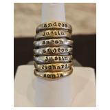 Collection of Seven(7) 10K gold name engraved rings 28.5 total grams...