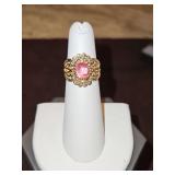 Beautiful Ladies ring size 4.5 w/light purple stone & diamond looking chips around stone TOO SMALL FOR DIAMOND TESTER TO GET PAST SETTING AND NO GOLD MARKING...