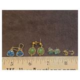 Four(4) Pr of Ladies earrings w/stones &/or diamonds DIAMONDS TESTED POSITIVE USING DIAMOND SELECTOR II TESTER...