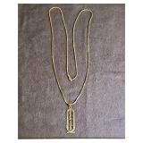 14K gold 30" chan necklace w/Egyptian Cartouche pendant (necklace only total 15.4 grams)...