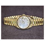 Ladies Presidential Rolex Datejust 69178 26mm Watch...18K Presidential Band, Fluted Bezel, Chocolate Brown Dial w/Diamonds...