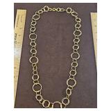 Ladies Ross-Simons Italian 18K yellow gold 30" long textured circle-link necklace 12.7 total grams...