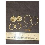 Four(4) Pr of Ladies 14K gold earrings 12.7 total grams...