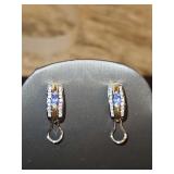 Beautiful Pr of Ladies 14K white & yellow gold, diamonds, & light purple gemstone earrings 6.8 total grams DIAMONDS TESTED POSITIVE USING DIAMOND SELECTOR II TESTER...