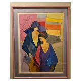 Large Beautiful Framed 34.25x43.75" Limited Edition Serigraph of "Friendshp" by Itzchak Tarkay Signed & Numbered 262/300 NO PAPERWORK...