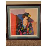 Beautiful Framed 27.5x28" Limited Edition Serigraph of "Pink Shadows II" by Itzchak Tarkay Signed & Numbered 131/300 Embossed Seal on Print but NO PAPERWORK...