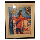 Very Large Beautiful Framed 45.5x54" Limited Edition Serigraph of "Mimosa" by Nicola Simbari Signed & Numbered 126/160 w/Embossed Seal over Signature in Pencil (SEE PIC) & Current Value Letter...
