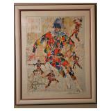 Large Beautiful Framed 37x45.5" Original Serigraph Silk Screen Print of "Bergamo Harlequin" by LeRoy Neiman Signed & Numbered 89/300 w/COA & Appraised Value...