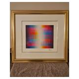 Beautiful Gold Metal Framed & Matted " Limited Edition Serigraph of "Magic Rainbow" by Yaccov Agam Signed & Numbered / w/COA & Current Value Letter...