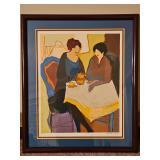 Large Beautiful Framed 25x29.5" Limited Edition Serigraph of "Ladies at Cafe" or "Two Women at a Table" by Itzchak Tarkay Signed & Numbered 261/300 NO PAPERWORK...