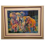 Large Beautiful Framed 48.5x39.5" Original Serigraph Silk Screen Print of "Elephant Family" by LeRoy Neiman Signed & Numbered 241/300 w/Appraised Value Letter...