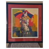 Large Beautiful Framed 42.5x43.5" Limited Edition Serigraph of "Clown a l