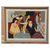 Very Large Beautiful Wood Framed 52x42" Limited Edition Serigraph of "Aperitif" by Itzchak Tarkay Signed & Numbered 38/300 Embossed Seal on Print but NO PAPERWORK...