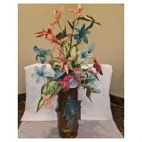 Erté Limited Edition 14" Tall Bronze Vase "Fantasy Vase" w/Artificial Arrangement; Signature Stamped & Numbered 146/275 w/Certificate of Value...