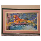 Large Beautiful Framed 48x31" Original Serigraph Silk Screen Print of "Kenya Leopard" by LeRoy Neiman Signed & Numbered 172/300 w/Appraised Value Letter...