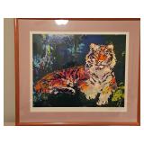Large Beautiful Framed 45x39" Original Serigraph Silk Screen Print of "The Caspian Tiger" by LeRoy Neiman Signed & Numbered HC 80/125 w/COA & Appraised Value...