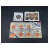 Grouping of 1867 2¢ piece, Three Little Indians wheat penny set and (7) various year Pennie’s