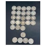 (23) 1930-S Buffalo Head Nickels, (1) 1936 with no mint mark and (4) that are quite faded