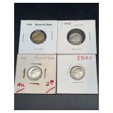 (4) 1946 Roosevelt Silver Dimes