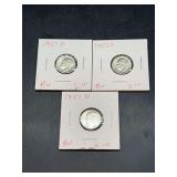 (3) 1957-D Silver Roosevelt Dimes