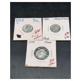 (3) 1958 Silver Roosevelt Dimes