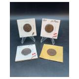 Grouping of (4) 1864 2¢ coins…..all show a varying degree of wear