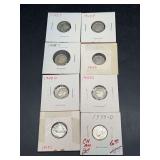 (7) 1948 and (1) 1949-D Roosevelt Silver Dimes…..1948 mint marks are P, D and S