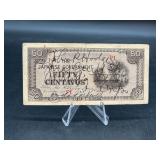 Grouping of (3) paper money bills…..please see description for each….these bills represent the last printing of the Japanese Fifty-Cent Bill and the first printing of the Philippines One Peso - th