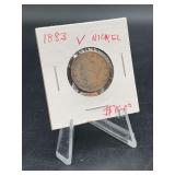1883 V Nickel with COA