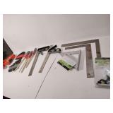 Ridgid pipe cutter, 2 sets Allen Wrenches one missing one, 3 detail brushes, 6 squares.