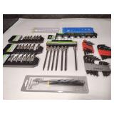 Selection Hex Bit Sockets, Crowfoot Wrench Set, Allen Wrenches, Telescoping Magnetic Pickup Tool, Nut & Screw Sizers