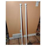 2 Curtain Rods, White Resin, 55 1/2" L, rod 1 1/2" across, ball 2 1/2" across