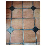 Terra Cotta Tile Flooring, floor pieces 15 1/4" x 15 1/2" x 3/4" Thick, staircase pieces 11 3/4" x 10 1/4" x 10 1/2" deep x 3/4" thick. 22 staircase pieces, 60 floor pieces. Photos showing laid floor 