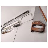 5 - Saws, 1 - 24" Aluminum I-Beam Level, used