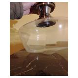 Ceiling light Clear School House Globe, nickel finish ceiling mount. Globe is 12" across 7" T. New in box. Untested