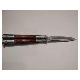 Traditional Balisong Butterfly Knife Rosewood Handle, belt clip, blade 440 stainless steel, open length 9"