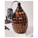 Pendant Light Brown Mosaic Globe, Bronze Metal. Ceiling or wall mount. Wayfair, new in box, untested.